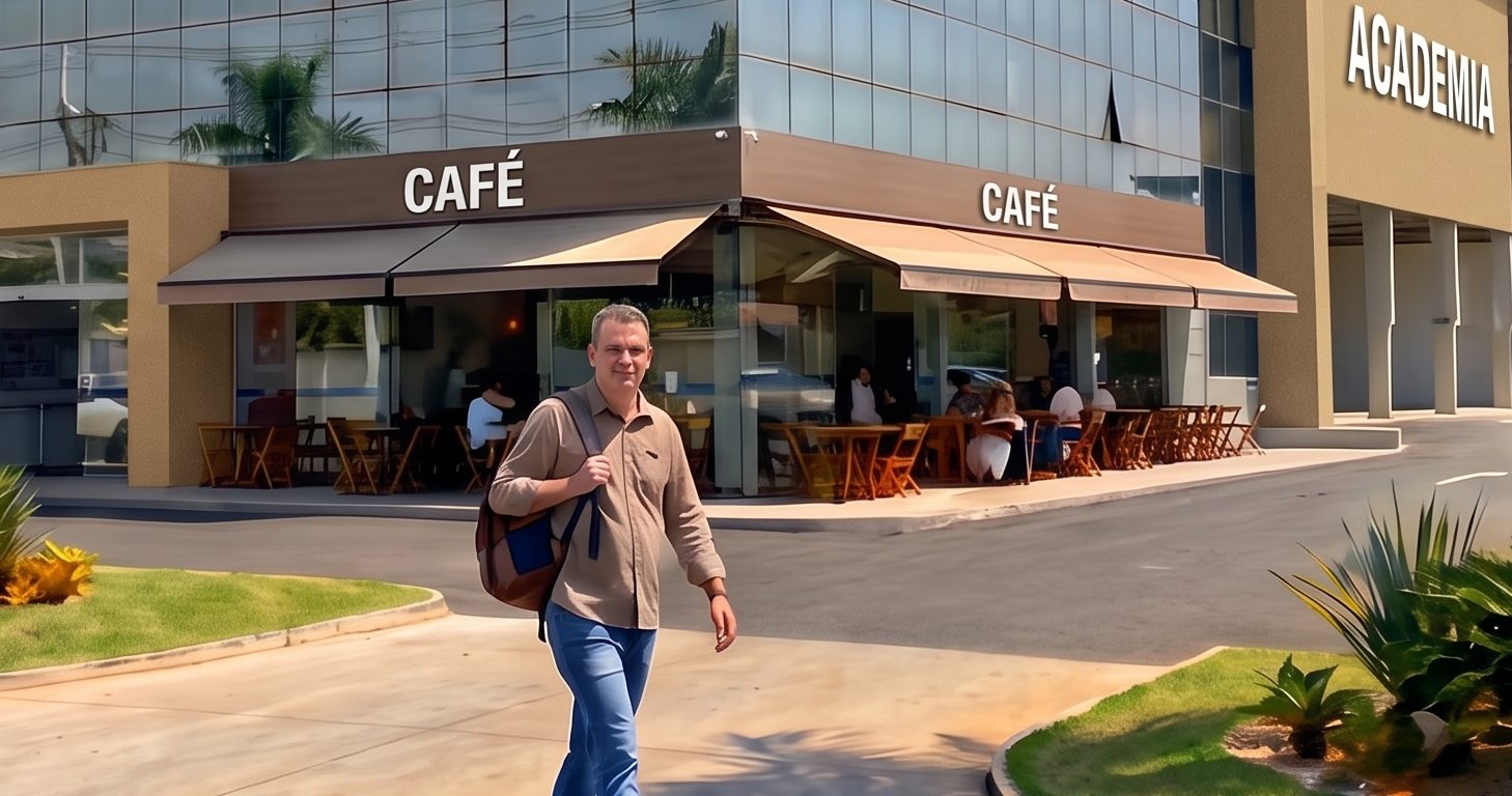 Área de café com frente para a Beira-Mar